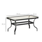 Rectangular Outdoor Coffee Table in Black Metal with Tempered Glass Top, 95x55x46 cm