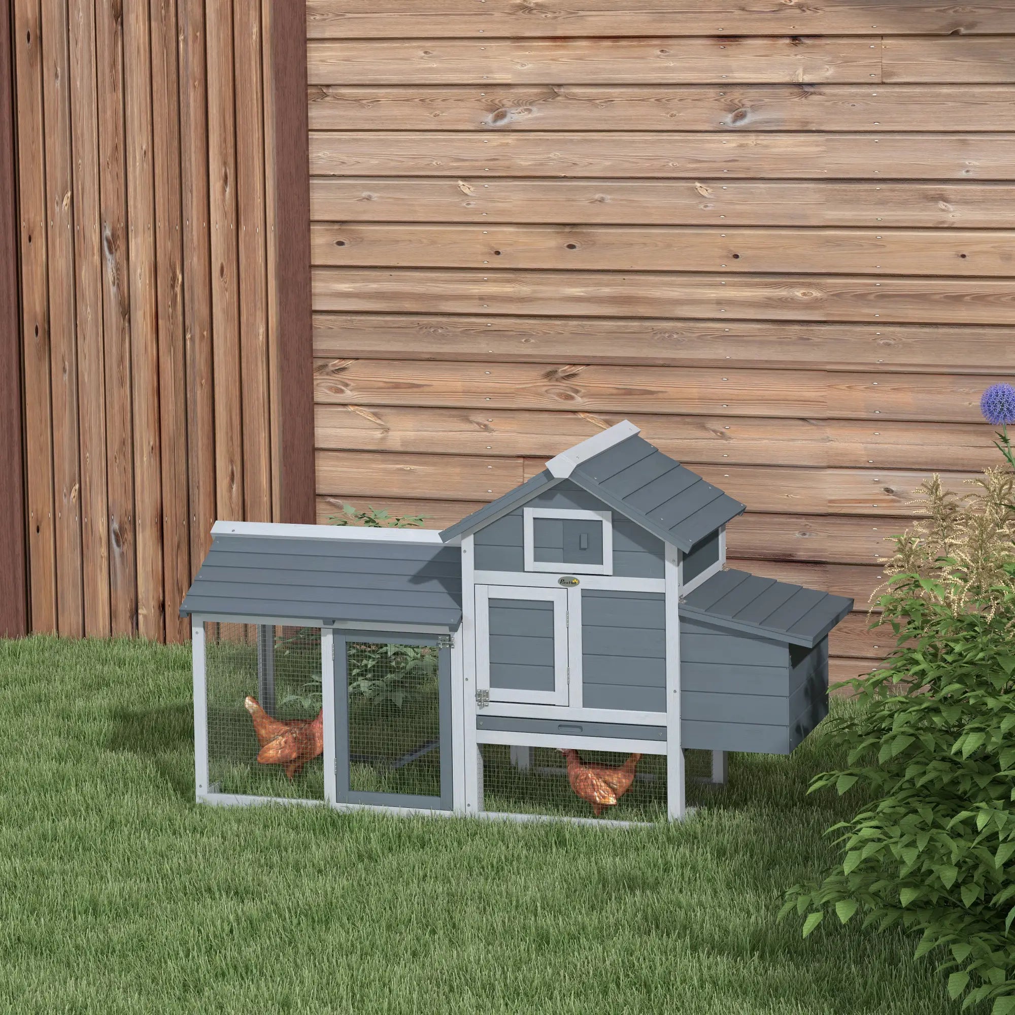 Prefabricated Wooden Chicken Coop for 2 Chickens with Run and Nest for Brooding, 150.5x54x87cm - Borge' Group Limited