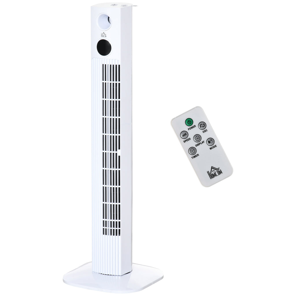 45W Tower Fan with 3 Modes and 3 Speeds with 12h Timer and Diffuser, 31.5x31.5x96 cm, White - Borgè