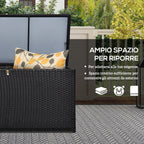 284L Outdoor Storage Chest with Gas Piston, PE Rattan and Steel, 118x54x59 cm, Dark Brown