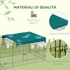 Pawhut for outdoor and interior rabbits with steel roof, 220x85x70cm, green - Borgè
