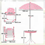 AIYAPLAY Kids Picnic Table and Chair Set with Pink Umbrella