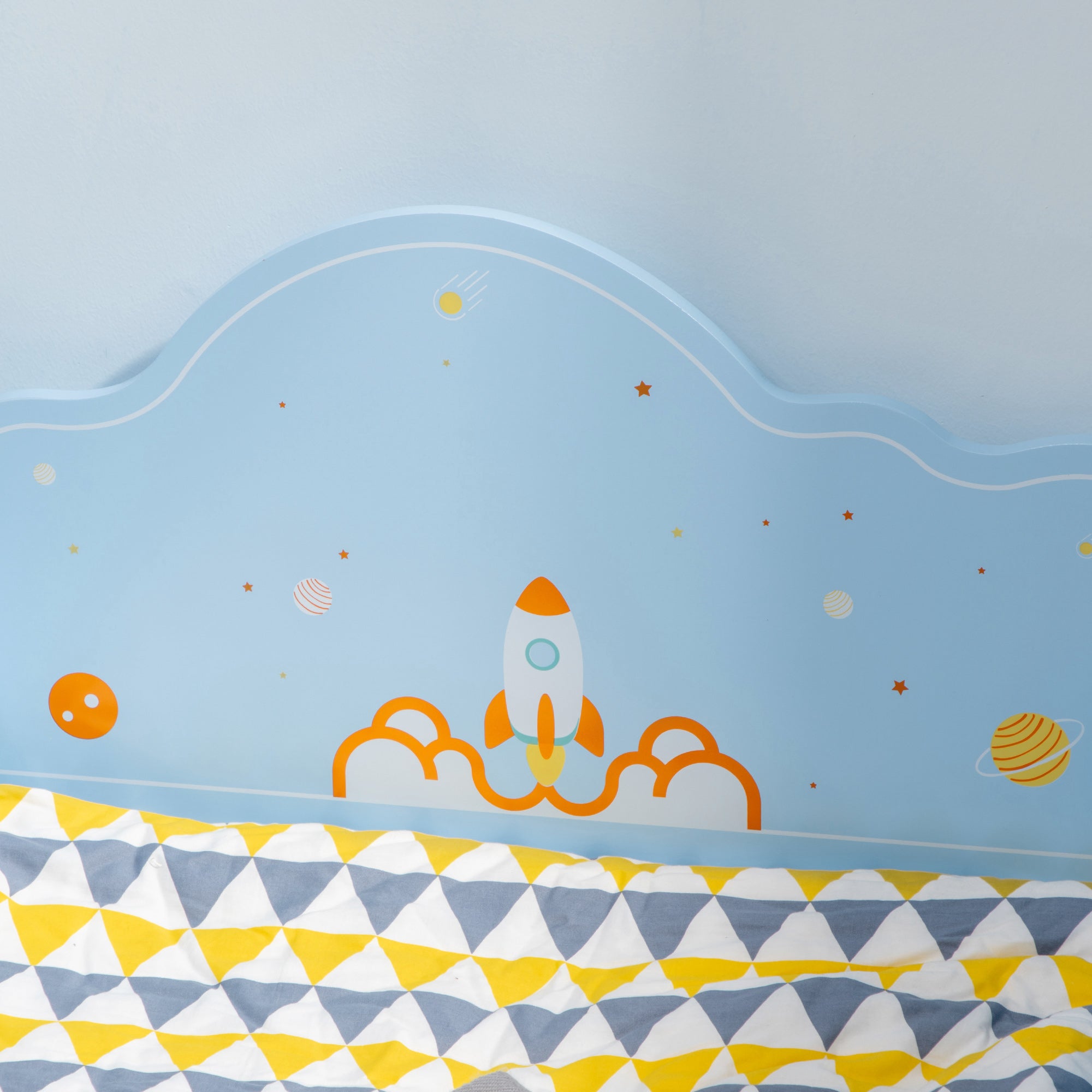 Children's Bed with Sides and Space Fantasy, Age 3-6 Years, 143x74x59cm, Blue