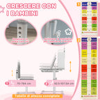 Adjustable Children's Desk and Chair Set, School Desk with Tiltable Top, Drawer, Shelf, Grey