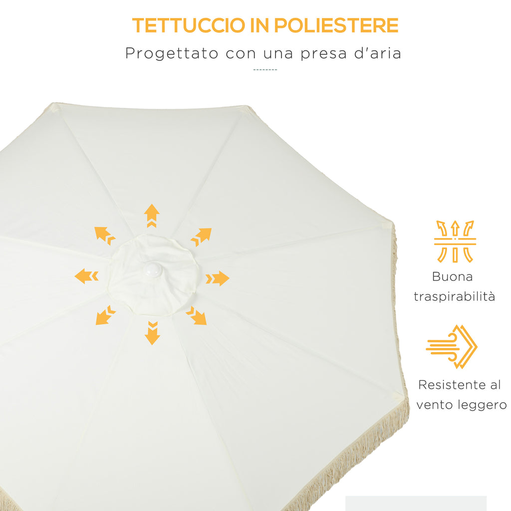 Garden Parasol with Tilting Crank and Pole 2 Sections, Polyester and Metal, 2.6x2.4 m, White