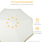 Garden Parasol with Tilting Crank and Pole 2 Sections, Polyester and Metal, 2.6x2.4 m, White