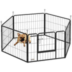Dog Fence with 6 Modular Panels 80x1.5x60 cm in Black Steel with Entrance Door