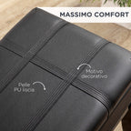 Piano Stool with Adjustable Height and Storage in Wood and Faux Leather, 63x35x46-56cm, Black