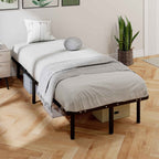 HOMCOM Industrial Bed Frame with 28 Slats and Storage Space, in Wood and Steel, 190x90x31 cm, Black and Wood