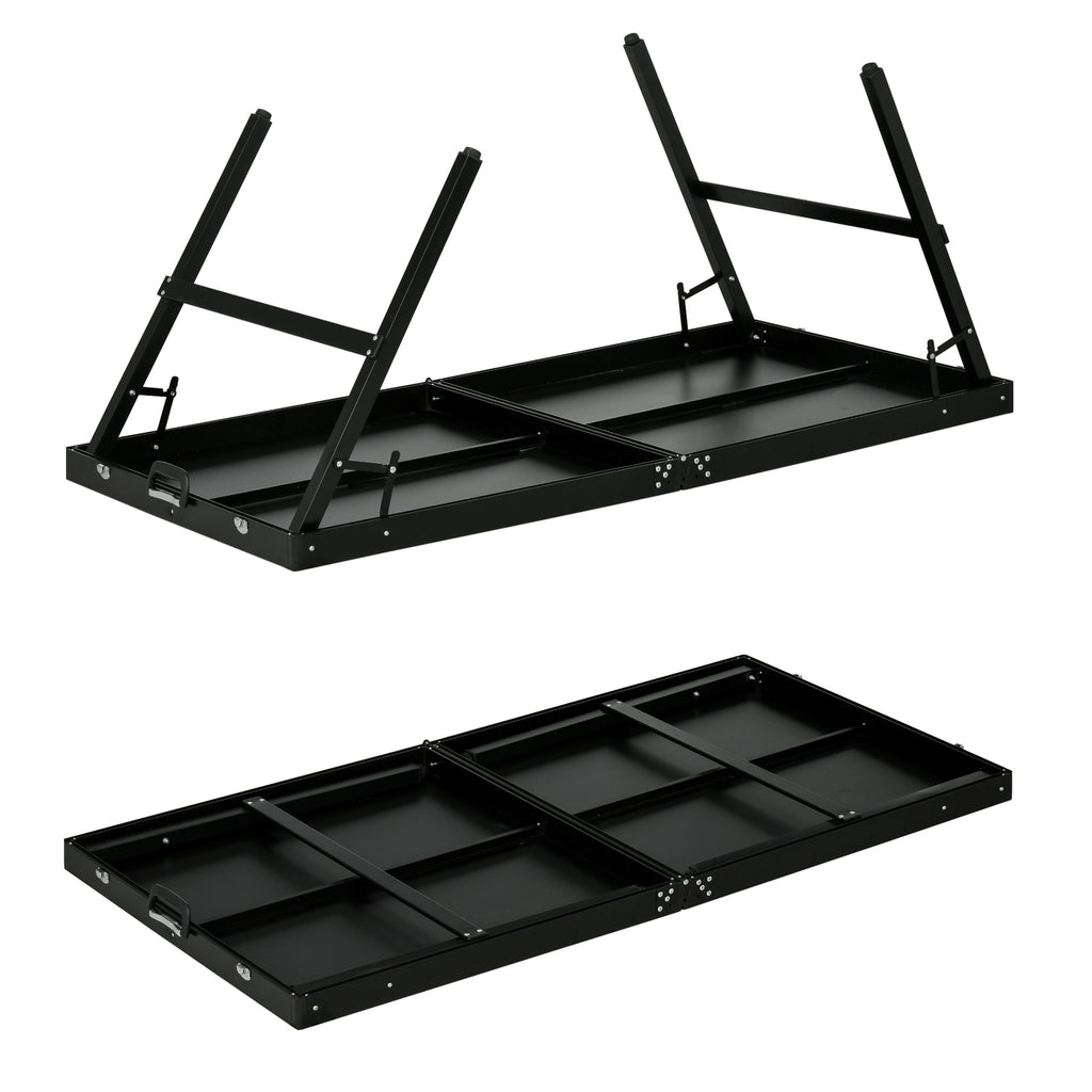 Folding Ping Pong Table with Carry Handle, Made of Aluminum and Wood, 152x76x72 cm, Black