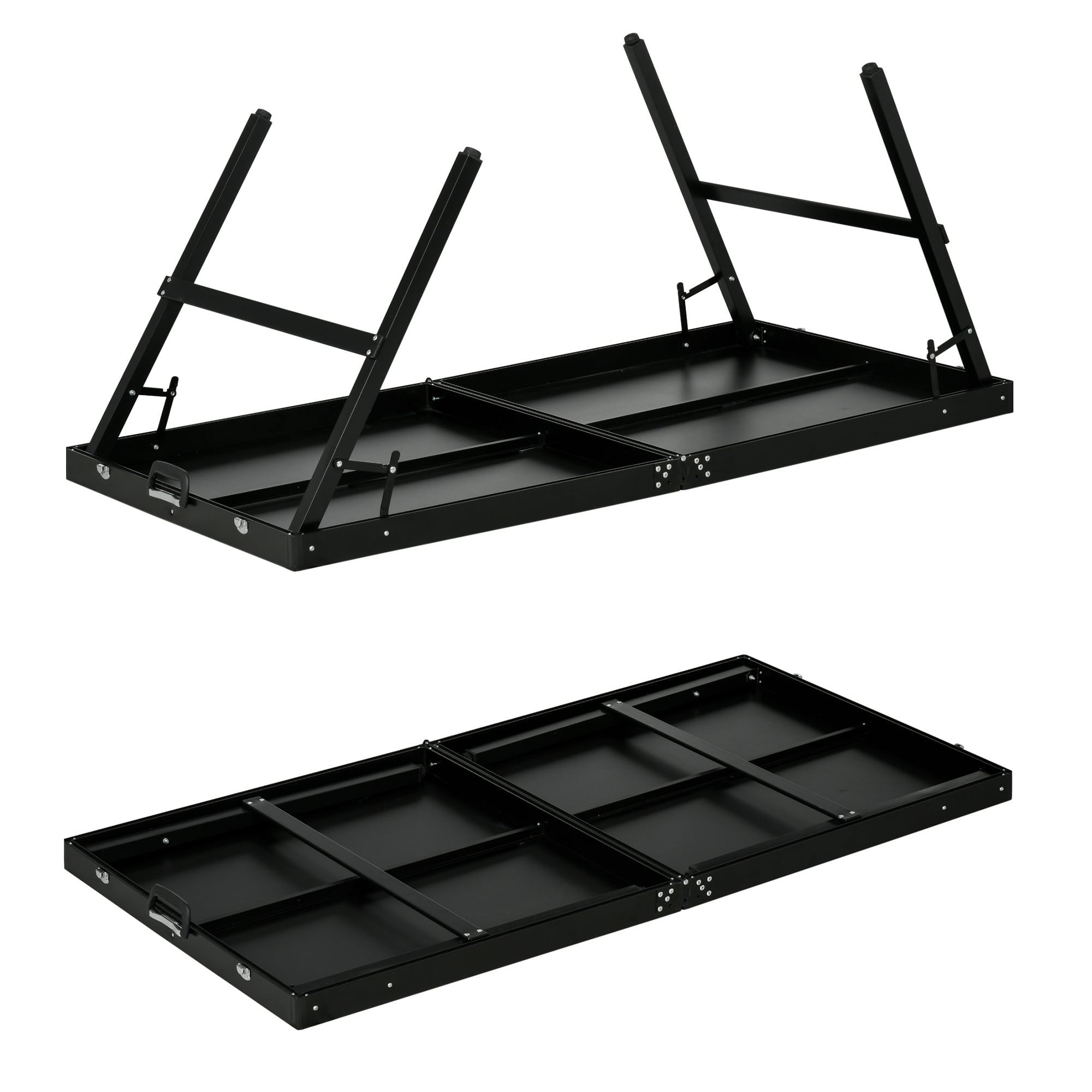 Folding Ping Pong Table with Carry Handle, Made of Aluminum and Wood, 152x76x72 cm, Black