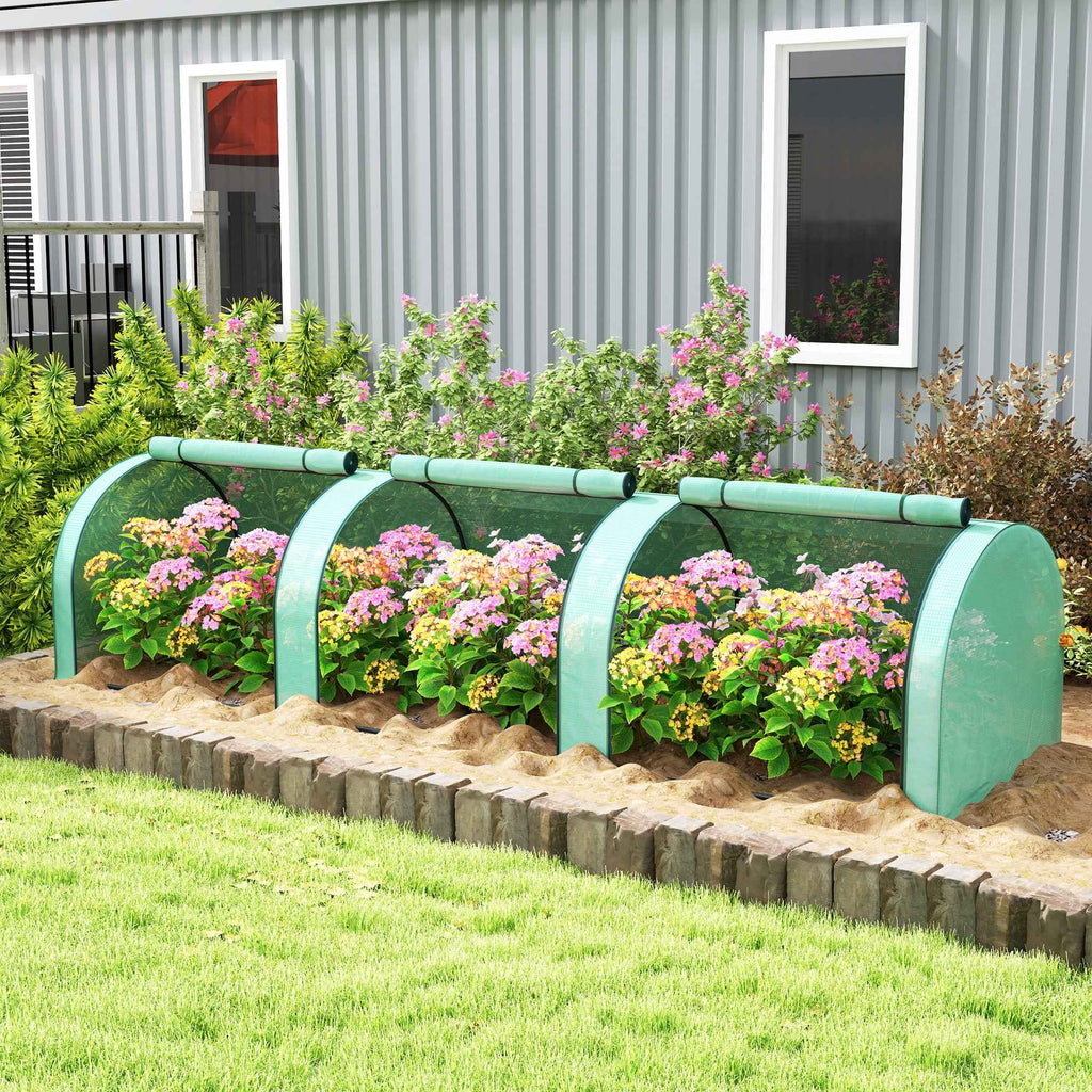 Outsunny Steel and PP Plastic Tunnel Greenhouse with Roll-Up Doors, 3x1x0.8 m, Green