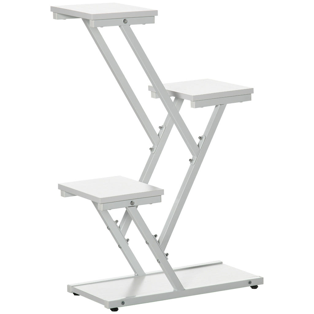 Outsunny 4-Tier Indoor/Outdoor Plant Stand in MDF and Steel, 50.5x24x81 cm, White