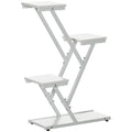 Outsunny 4-Tier Indoor/Outdoor Plant Stand in MDF and Steel, 50.5x24x81 cm, White