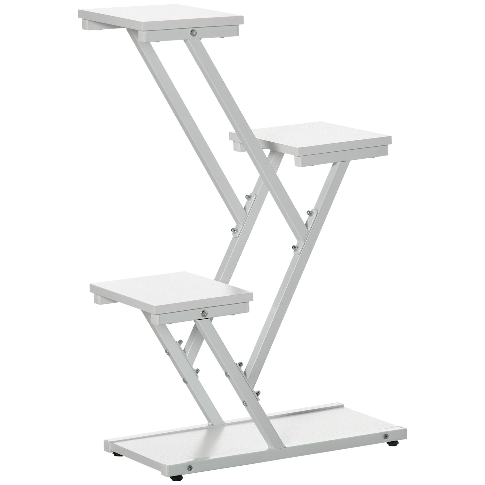 Outsunny 4-Tier Indoor/Outdoor Plant Stand in MDF and Steel, 50.5x24x81 cm, White