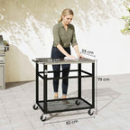 Outsunny BBQ Cart with Stainless Steel Top, 4 S-Hooks, Handle and Bottle Opener, 82x55x79 cm, Black