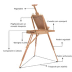 HOMCOM Tripod Easel with Drawer, Palette and Adjustable Shoulder Strap, Beech Wood, Wood Color