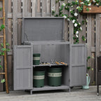 Outsunny garden wardrobe with 2 fir wood shelves with opening roof, 74x43x88 cm, dark gray - Borgè
