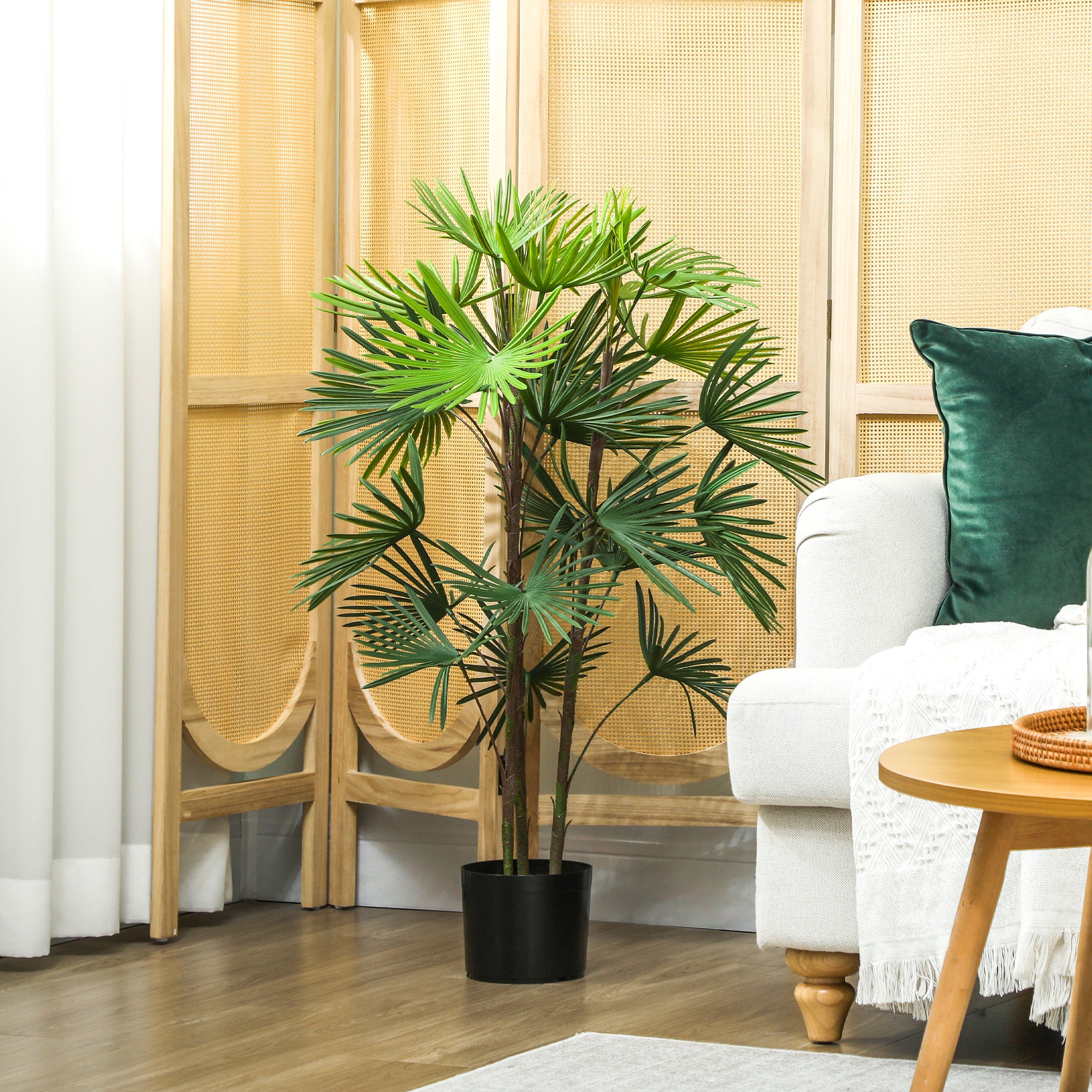 90cm Artificial Palm Tree with 24 Leaves in Green Plastic with a Ø16.5x13.5cm Pot