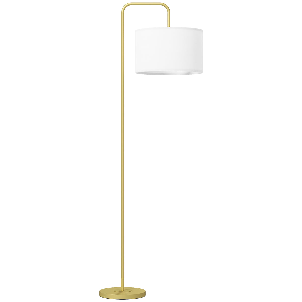 HOMCOM Arched Floor Lamp with Linen-Effect Fabric Shade and Steel Foot Switch, Gold