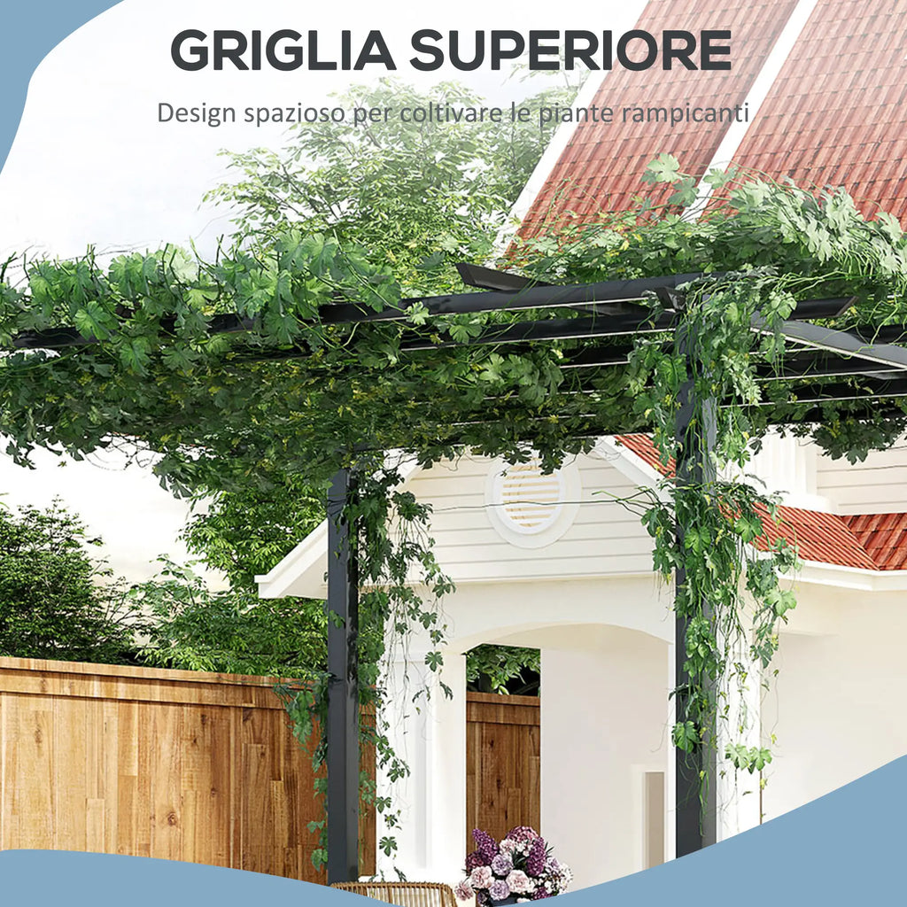 Gazebo Garden Pergola 3x3m Decorable with Black Metal Climbing Plants - Borge' Group Limited