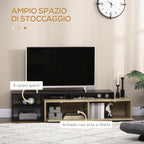 32"-65" TV Stand with Removable Shelf and Hinged Door Cabinet in MDF, 163x40x38 cm, Wood and Black