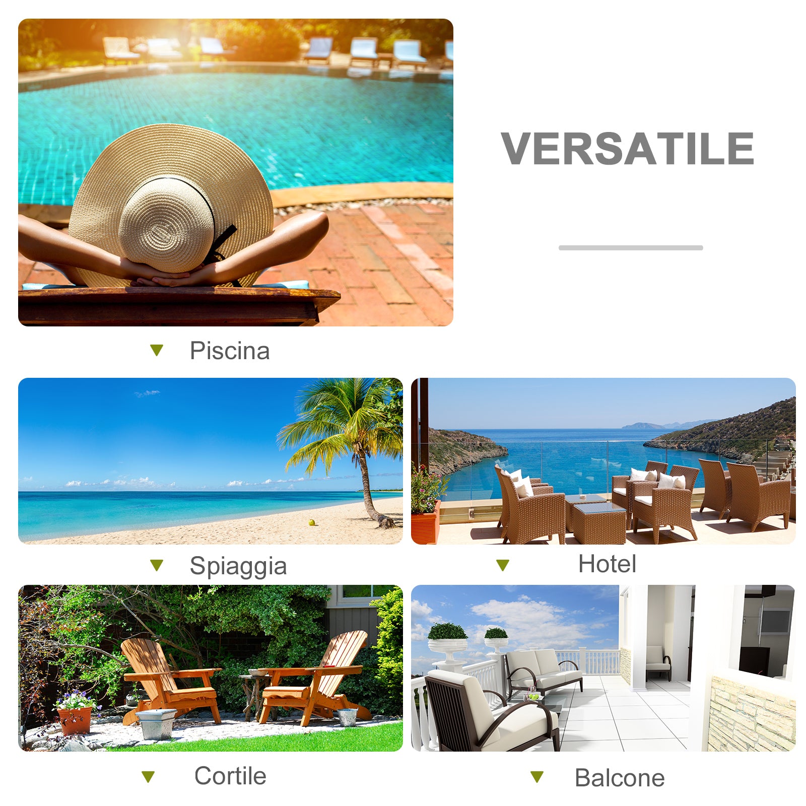 Outsunny Set of 2 Garden Loungers with Adjustable Padded Cushion, Grey