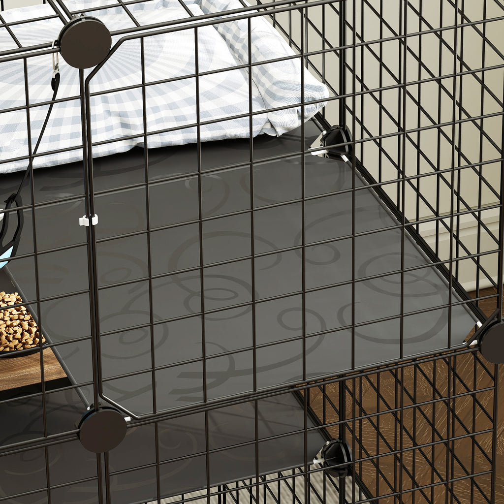 PawHut Cat Cage, Customizable 3-Tier Enclosure, 105cm, Black
