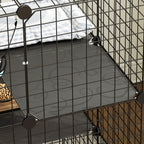 PawHut Cat Cage, Customizable 3-Tier Enclosure, 105cm, Black