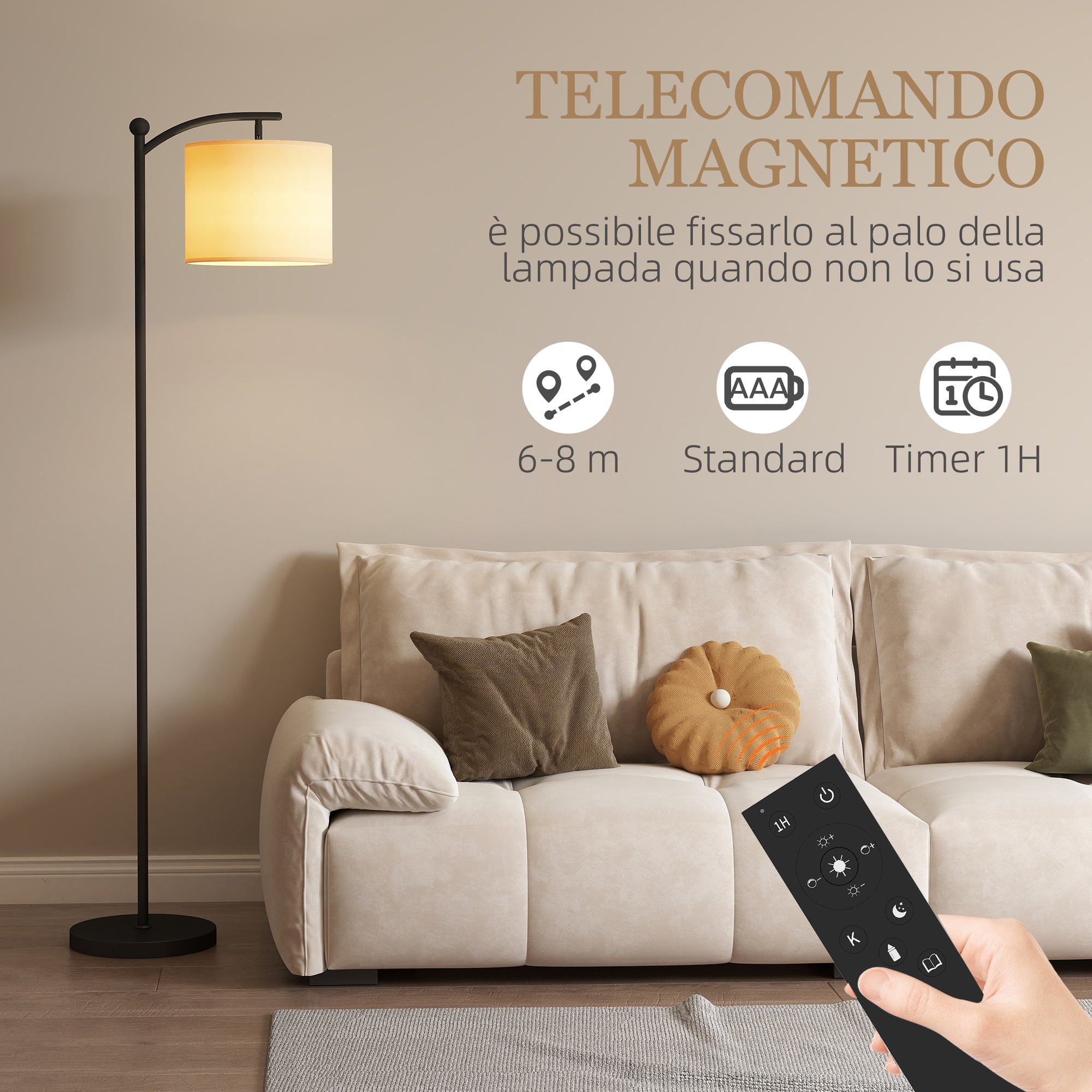 Dimmable LED Floor Lamp with Remote Control, 11 Temperatures and 11 Brightness, 60 Minute Timer, Black