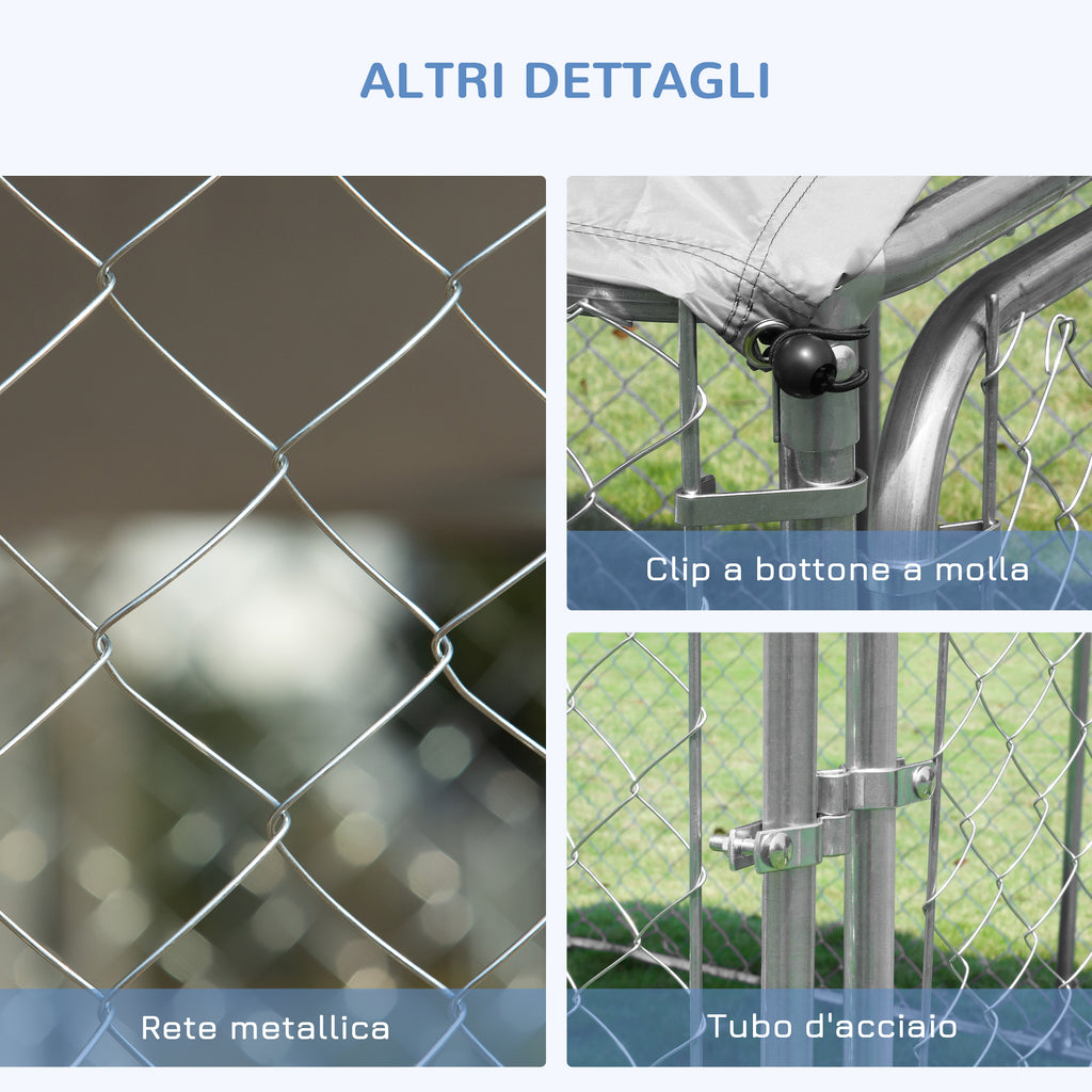 Outdoor Dog and Pet Playpen with Waterproof Cover, 230x230x175 cm