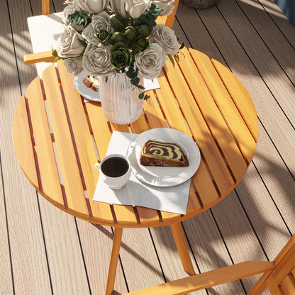 Outsunny 3-piece garden set in pine wood with round table Ø68x78 cm and 2 chairs 55x52x87.5 cm with cushions - Borgè