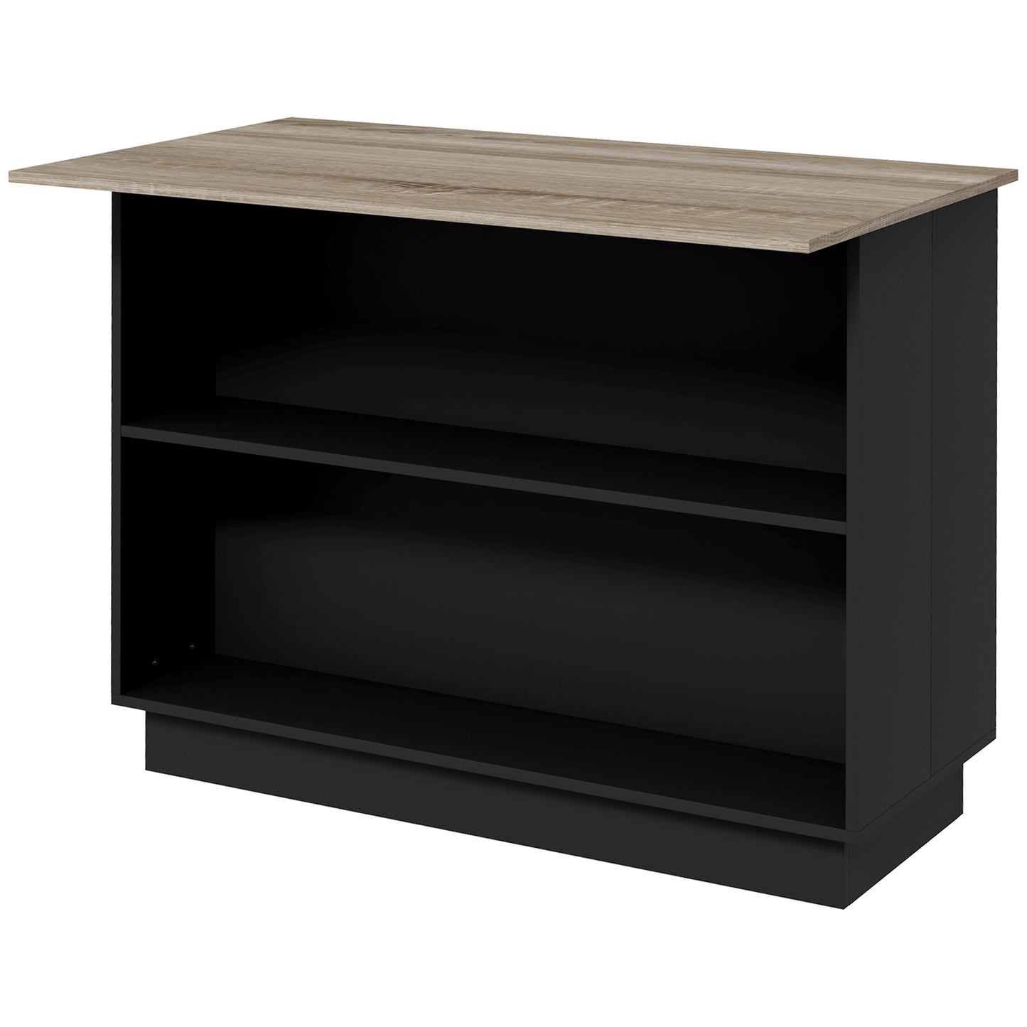 HOMCOM Kitchen Island with 2 Open Shelves and 2 Cabinets, in MDF, 105x60x82 cm, Oak and Black color - Borgè