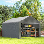 Outsunny 2x2.4m Waterproof Garden Shed with Roll-Up Door and Metal Frame, Light Grey