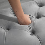 Padded Semicircle Bedside Storage Bench, Velvet and Wood, 120x46x42 cm, Light Grey