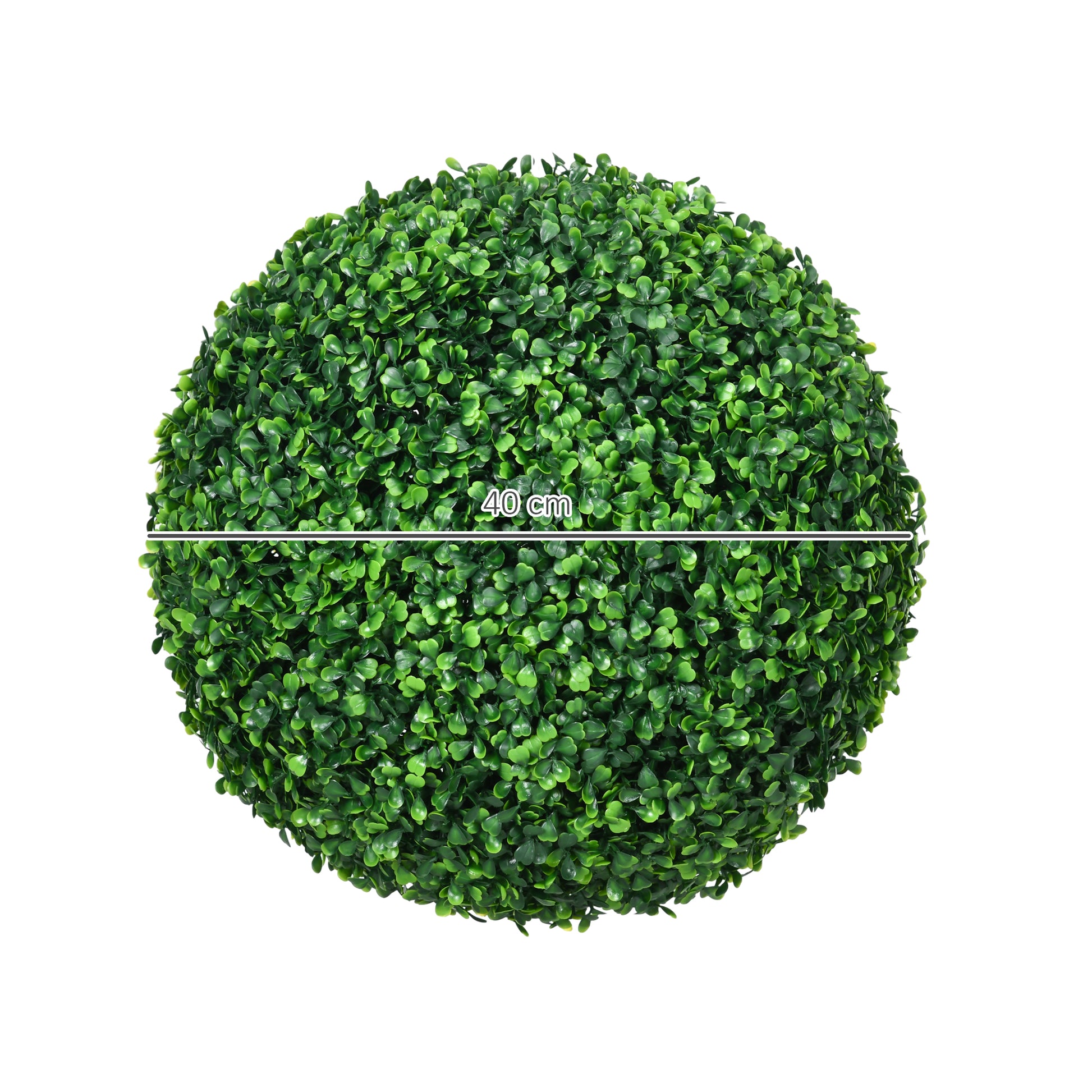 HOMCOM Set of 2 Fake Boxwood Ball Plants Ø40cm, Indoor and Outdoor Decoration, Green - Borgè