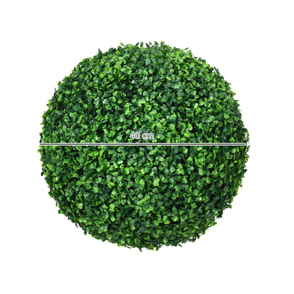 HOMCOM Set of 2 Fake Boxwood Ball Plants Ø40cm, Indoor and Outdoor Decoration, Green - Borgè