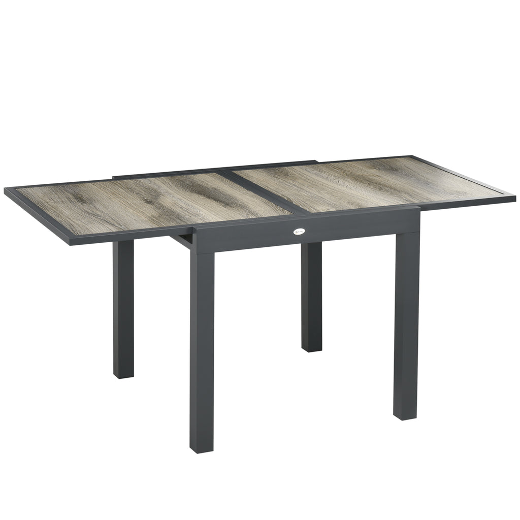 Outsunny Extendable Garden Table for 6 People in Plastic and Aluminum, 80/160x80x75 cm, Beige