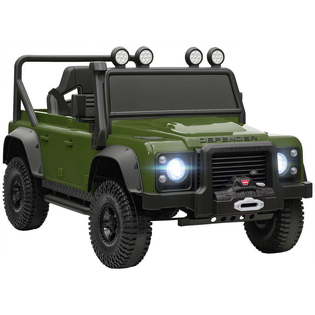 Electric Ride-On Car for Kids Ages 3-5, Land Rover Official 12V with Remote Control, Suspension, LED Lights, Green