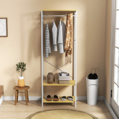 Clothes Stand 2 in 1  with 2-Tier Shelf, Steel and Chipboard, 60x40x167.5 cm