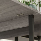 Folding Table with 2 Drop-Leaf Tops for 4 People with 2 Open Shelves, Made of Wood and Metal, 133.4 x 80 x 75 cm, Grey