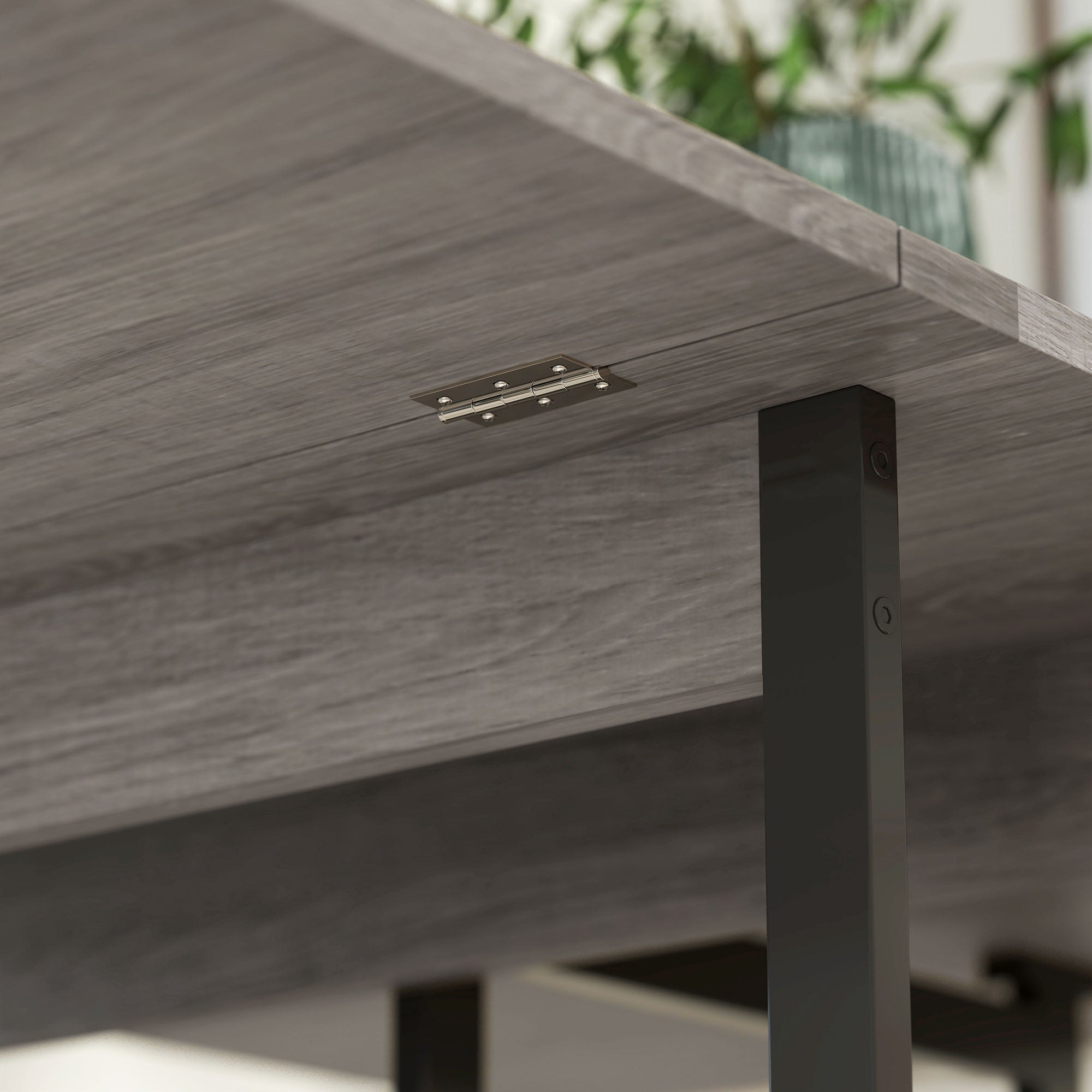 Folding Table with 2 Drop-Leaf Tops for 4 People with 2 Open Shelves, Made of Wood and Metal, 133.4 x 80 x 75 cm, Grey