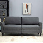 HOMCOM 3-Seater Fabric Sofa with Deep Seat and Thick Padding, 191x79x87 cm, Dark Grey