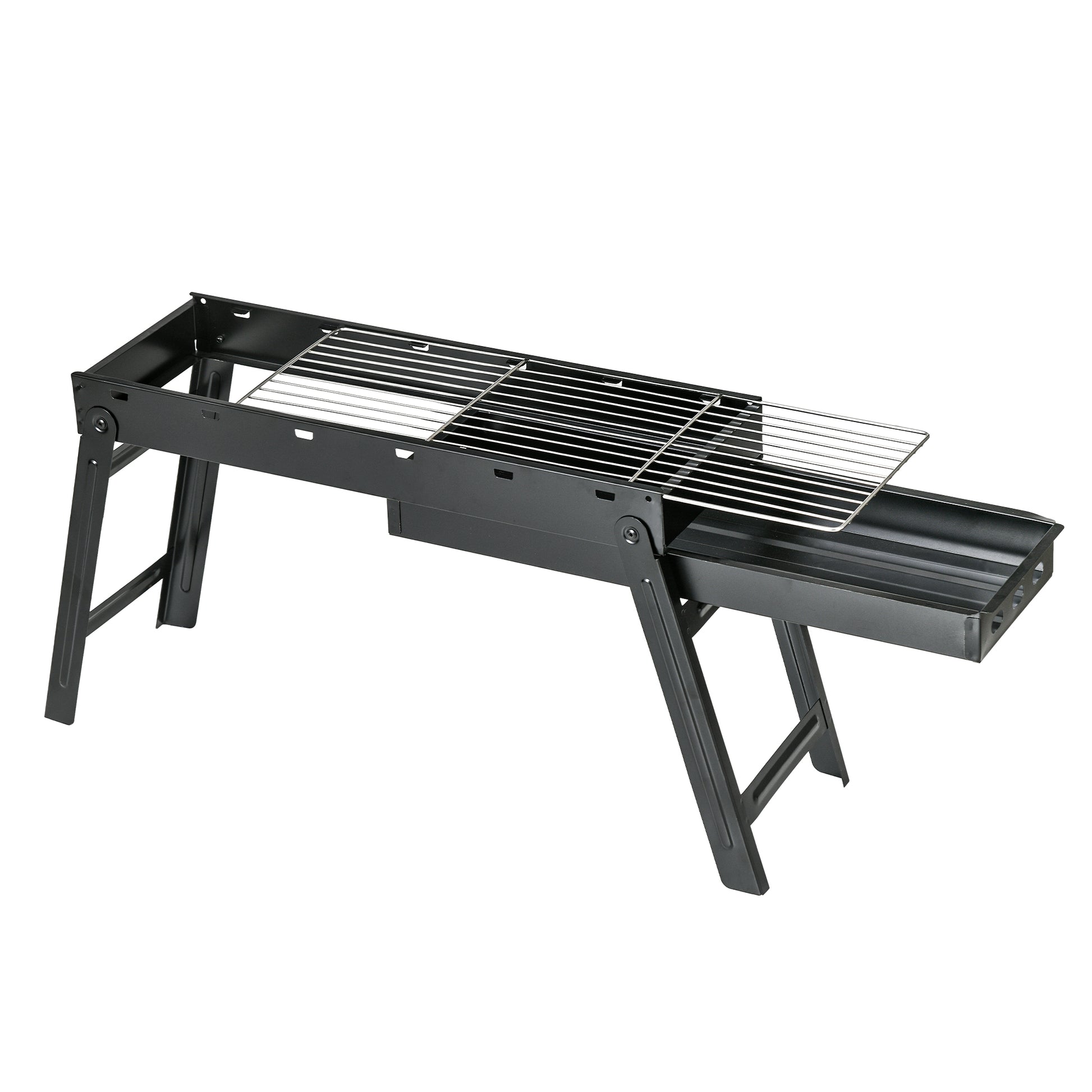 Outsunny Portable Charcoal Barbecue with Folding Legs and Removable Tray, 74x20x38cm, Black - Borgè