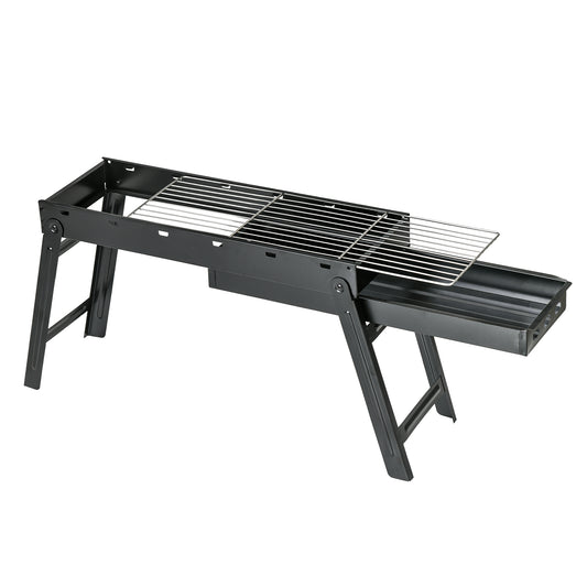 Outsunny Portable Charcoal Barbecue with Folding Legs and Removable Tray, 74x20x38cm, Black - Borgè