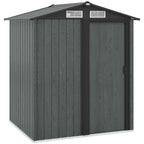 Outsunny Steel Garden Shed with Sloped Roof and 4 Air Vents, 152x132x188 cm, Grey