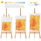 Tripod Easel with Adjustable Canvas Holder, Beech Wood, 65x68x174-230 cm