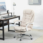 Vinsetto Breathable Leather-Effect Fabric Massage Office Chair with Remote Control and Adjustable Height, Cream