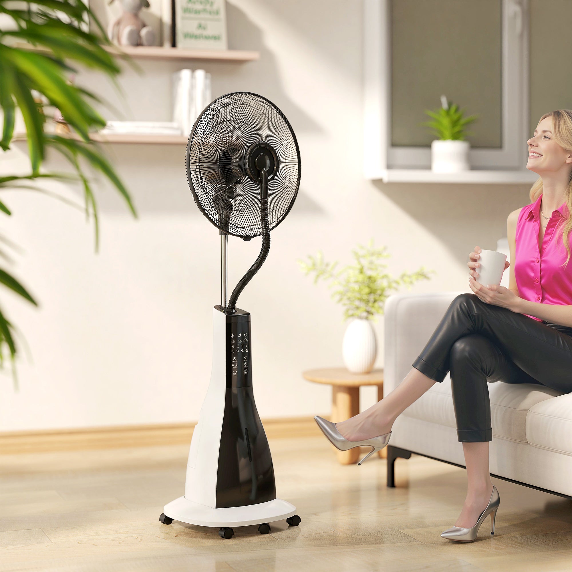 3L Misting Fan with 3 Modes and 3 Speeds, Made of Plastic and Metal, 50x40x125 cm, White and Black