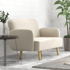 Modern 2-Seater Sofa Velvet Effect with Thick Padding, 140x74x79cm, Cream White